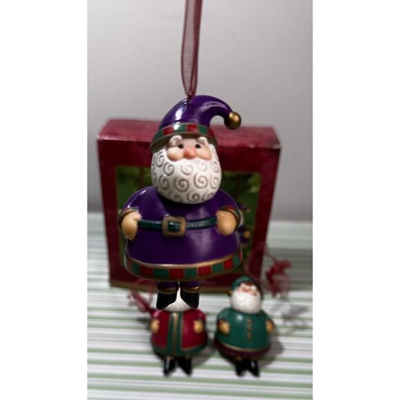2001 Hallmark Keepsake Ornament Jolly Santa Bells Set of 3 Open Box - Picture 4 of 10
